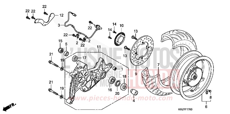 ROUE ARRIERE de S-wing ABS PEARL NIGHTSTAR BLACK (NHA84) 2011